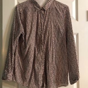 Banana Republic Navy & Pink Print Top Sz XL